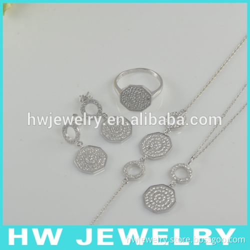 2014 Hot Sale Polygon Silver Bridal Jewelry Sets